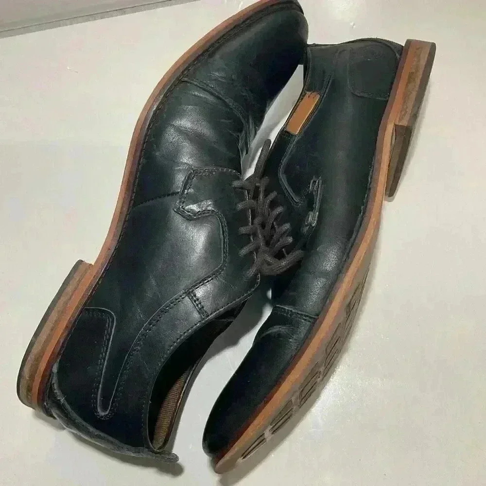 Bull Boxer Handcrafted Leather Men’s Black Loafers, Size 45 /12 US Dress Shoes